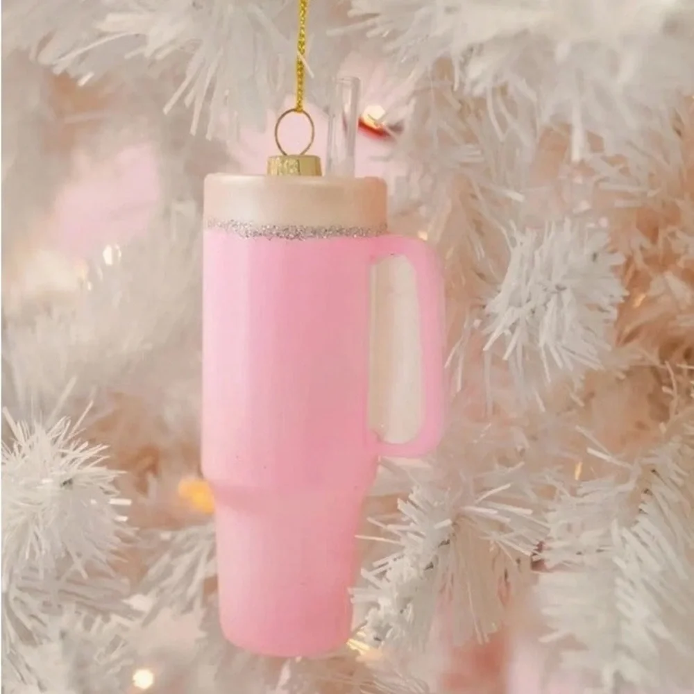 NWT! Pink Trendy Water coffee Tumbler Stanley Christmas Ornament Pink O/S - Picture 2 of 2